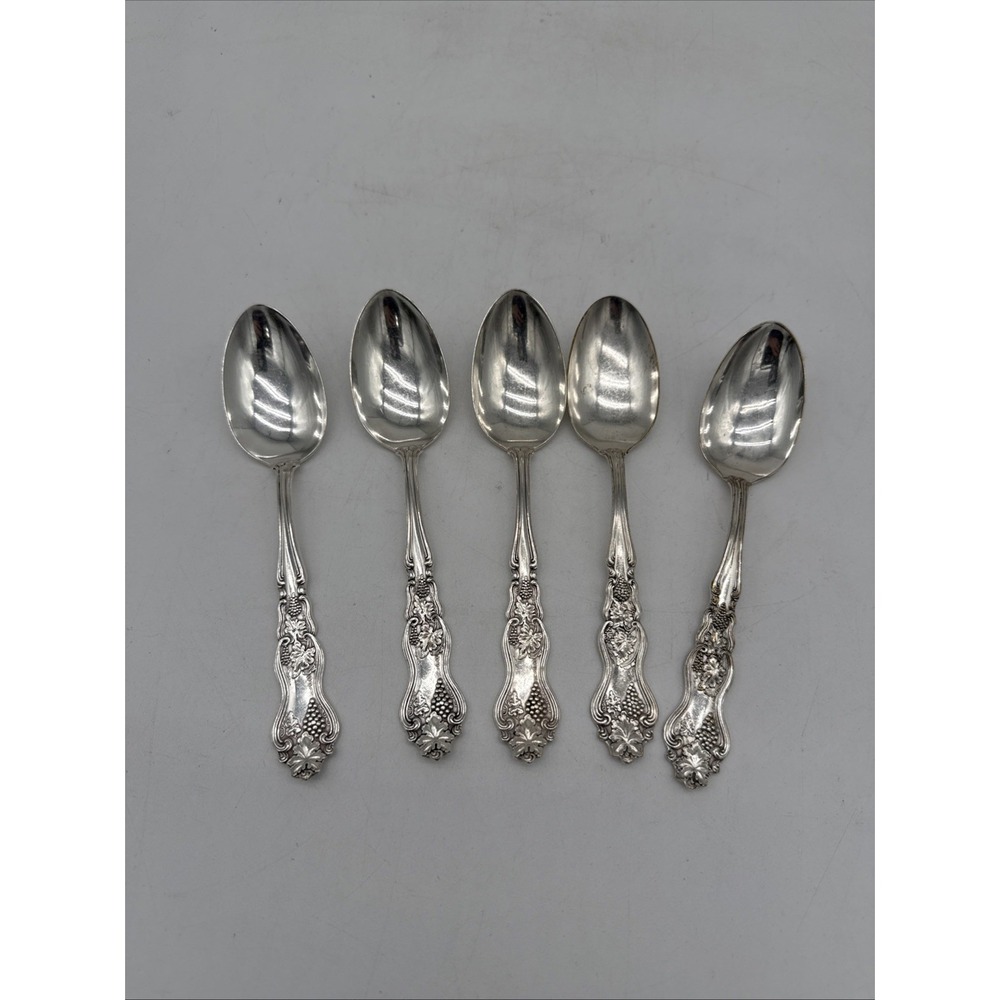 Roger & Bros Grape Pattern Triple Plate Flatware 7" Table Spoon Lot of 5